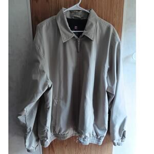 Chaps Mens XL Golf Jacket Beige Full Zip Dadcore Country Club Windbreaker Preppy